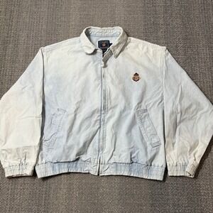 Vintage‎ Chaps Ralph Lauren Denim Harrington Bomber Jacket Mens Large Blue Golf